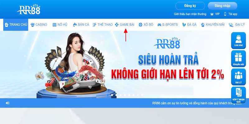 Hướng Dẫn Đặt Cược Các Tựa Game Bài Tại Nhà Cái RR88