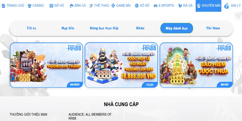 Khuyến mãi RR88 cá cược slots và thể thao